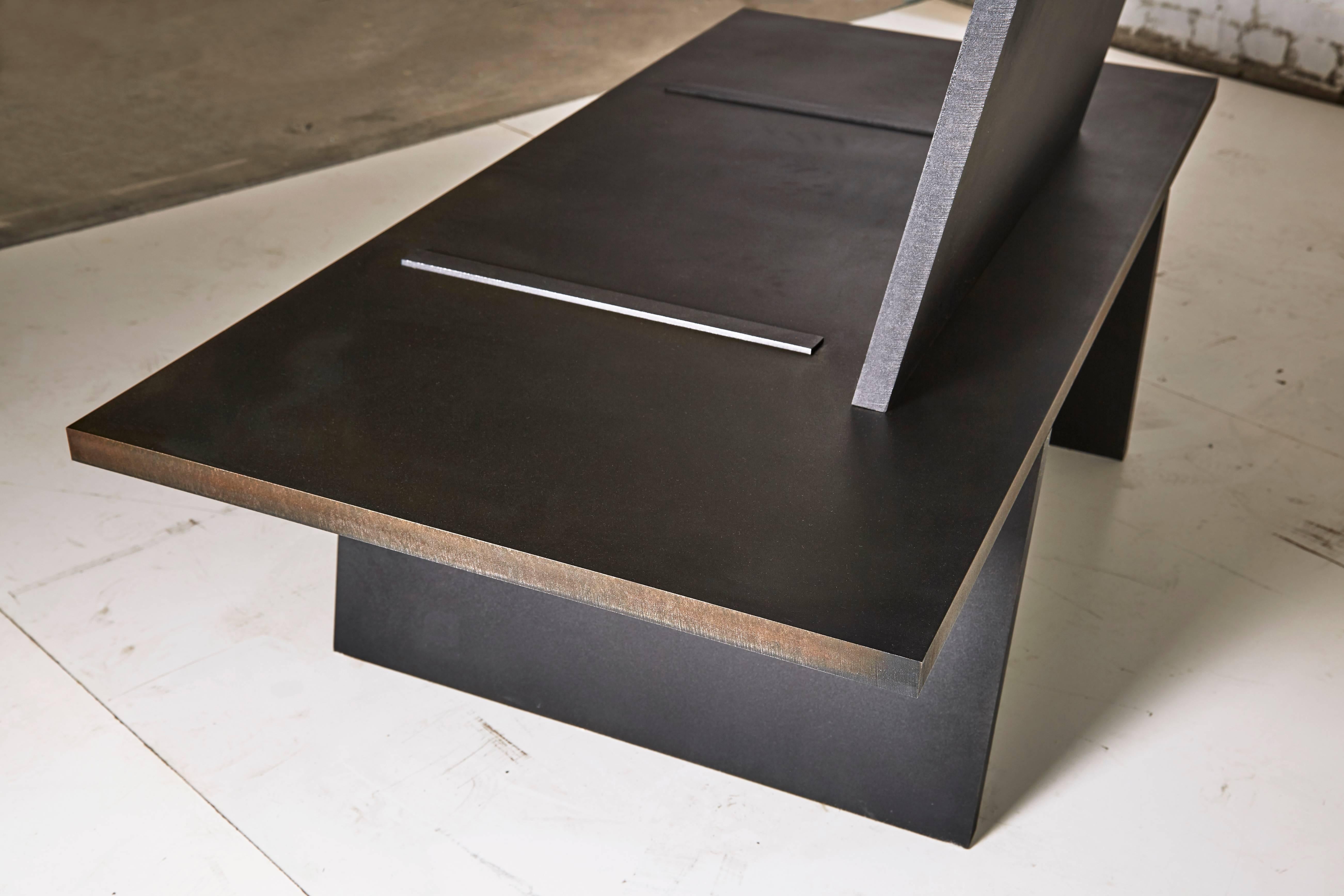 Gravity Chair in Blackened and Waxed Steel Plate by Eric Slayton In New Condition For Sale In Philadelphia, PA