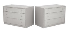 Contemporary Gray 3-Drawer Nightstands, Pair