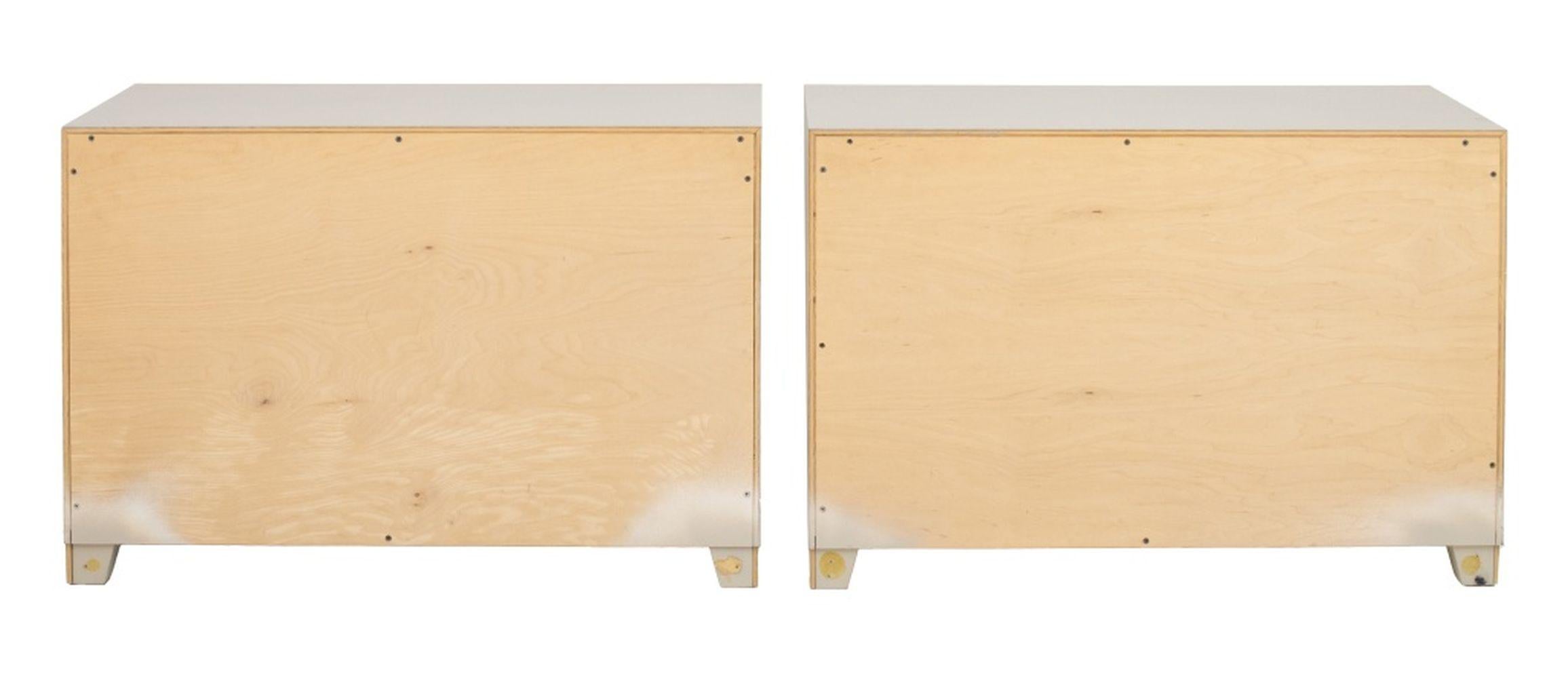 Painted Contemporary Gray 3-Drawer Nightstands, Pair For Sale