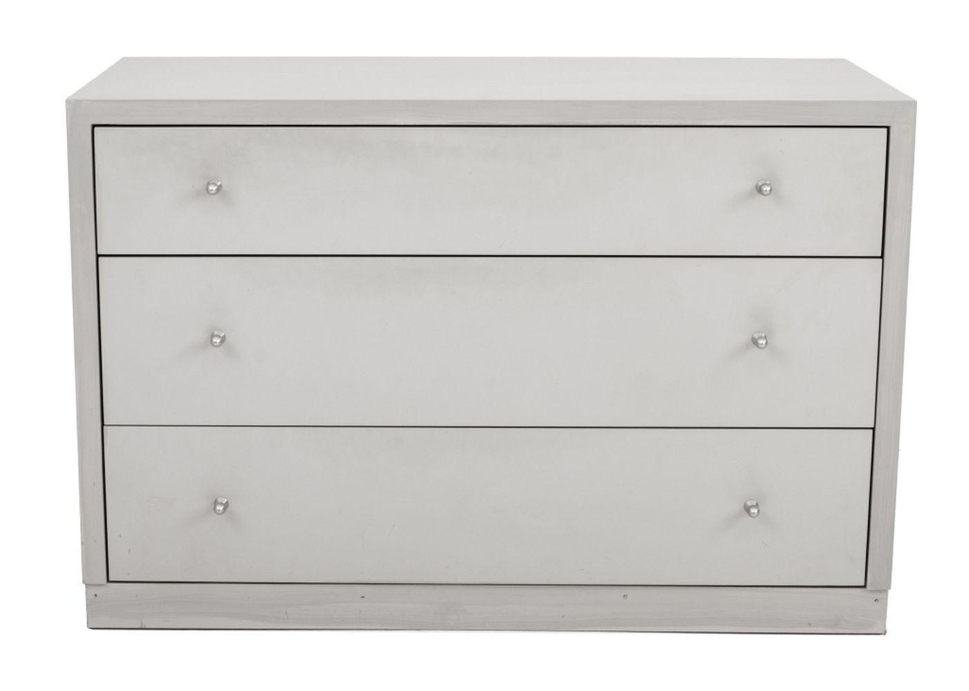 Contemporary Gray 3-Drawer Nightstands, Pair In Good Condition For Sale In Astoria, NY