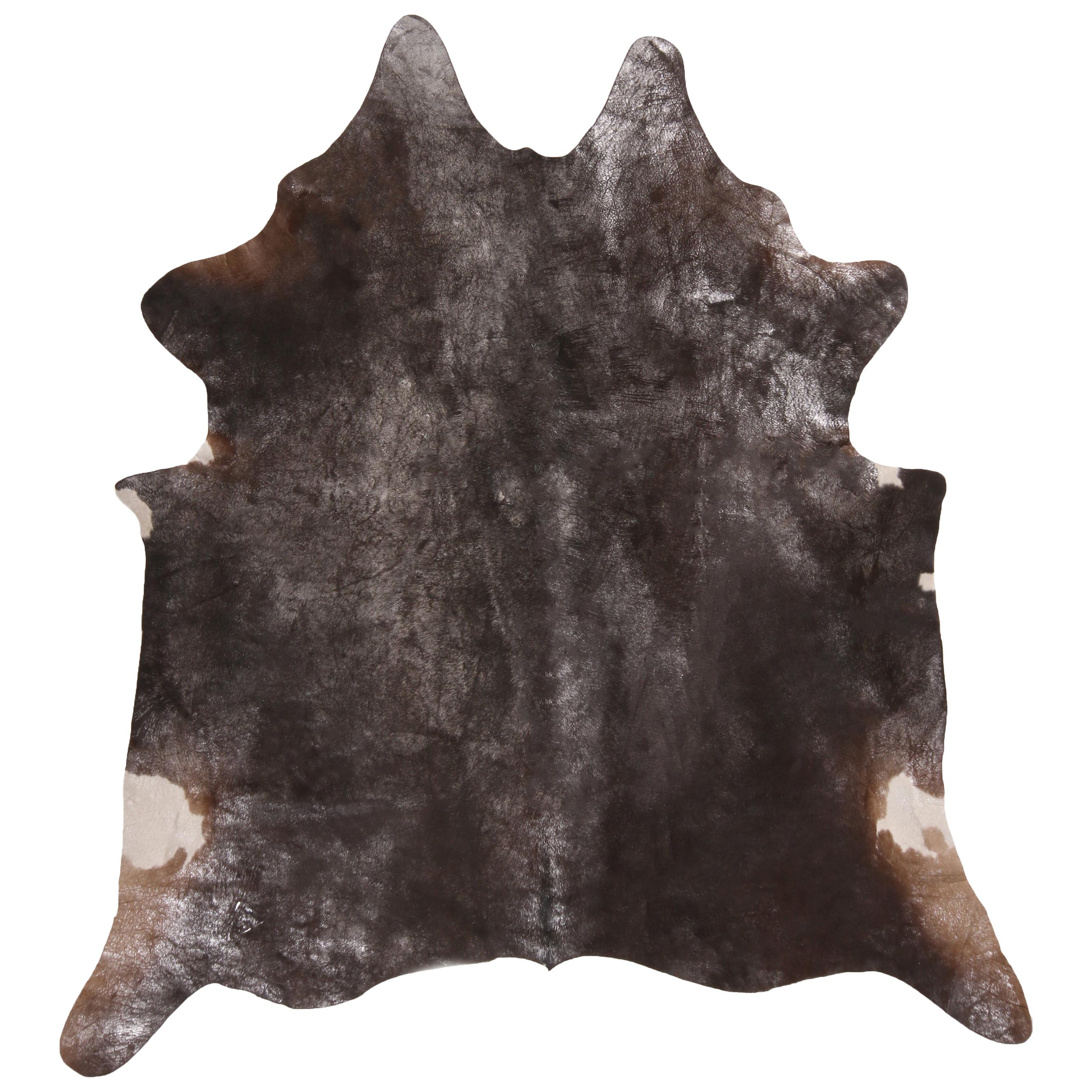 Contemporary Gray and Black Large Leather Cowhide Rug