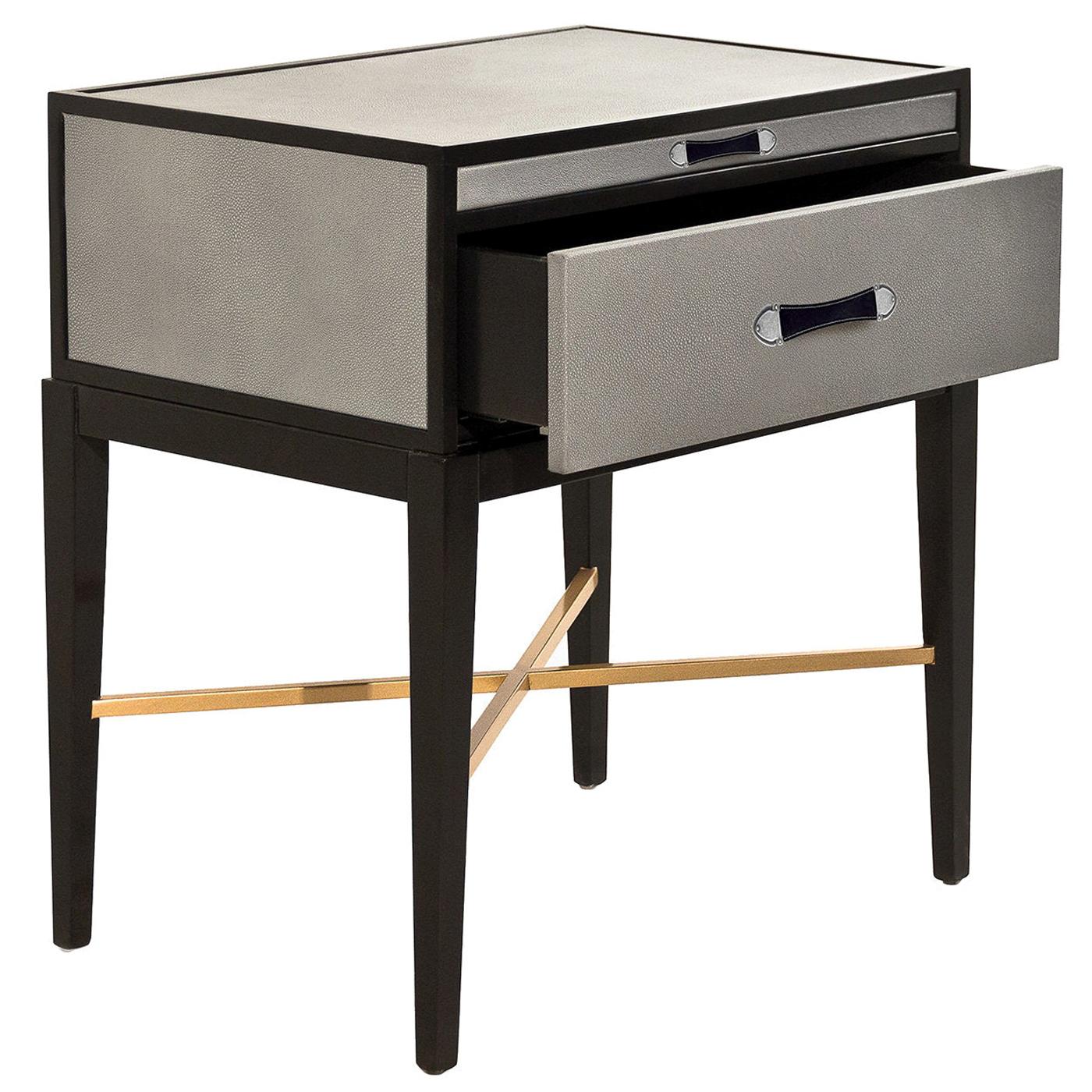 Restoration Hardware Gray Saunderson Shagreen Nightstand at 1stDibs
