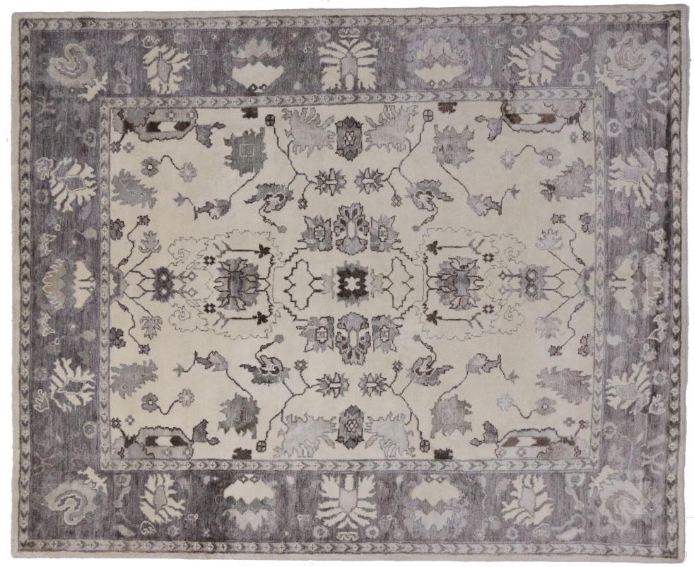 Contemporary Gray and Creamy Oushak Style Rug with Modern Bauhaus Style In New Condition In Dallas, TX