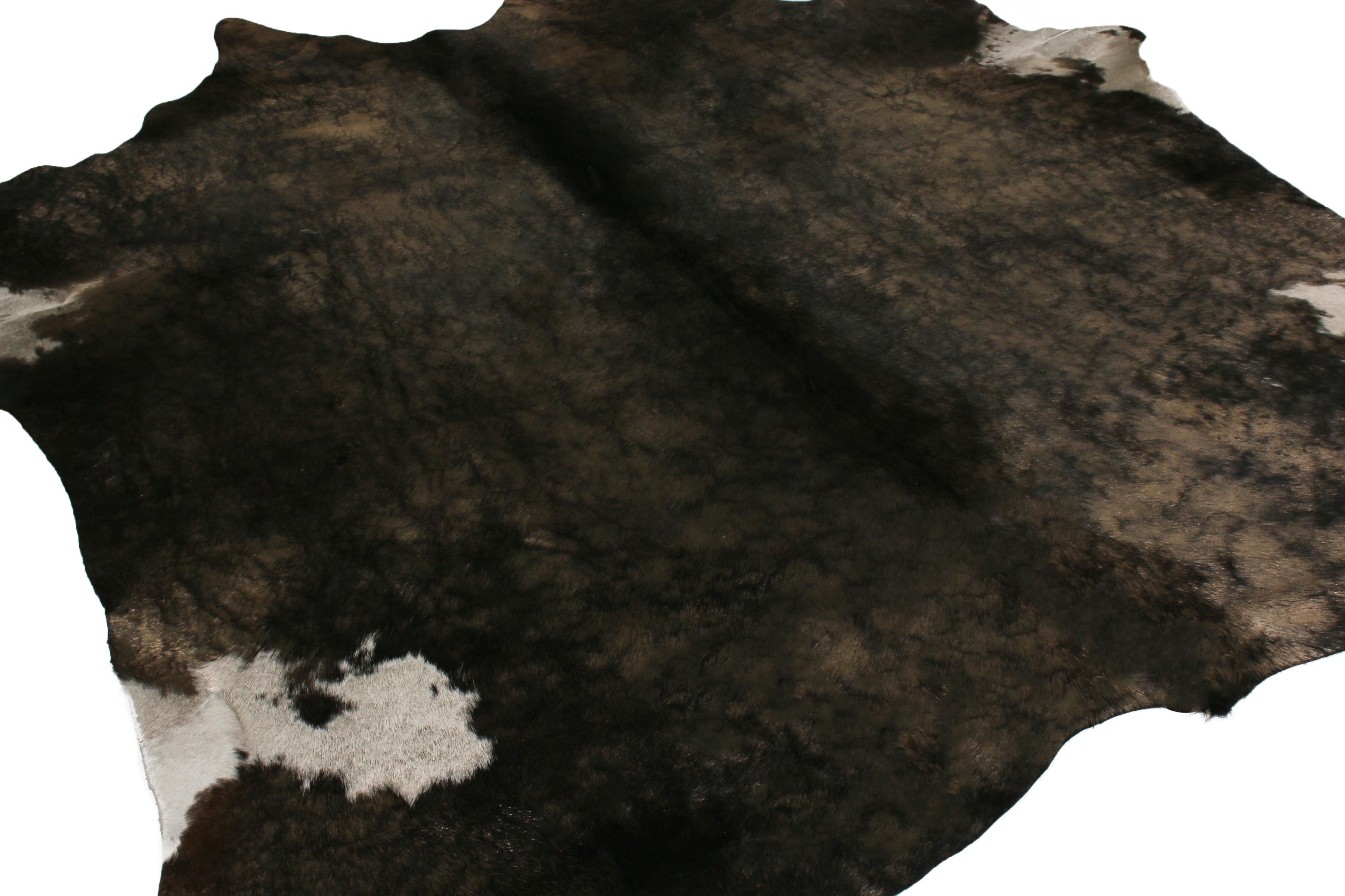 Américain Tapis contemporain en cuir de vachette de grande taille, gris et blanc en vente