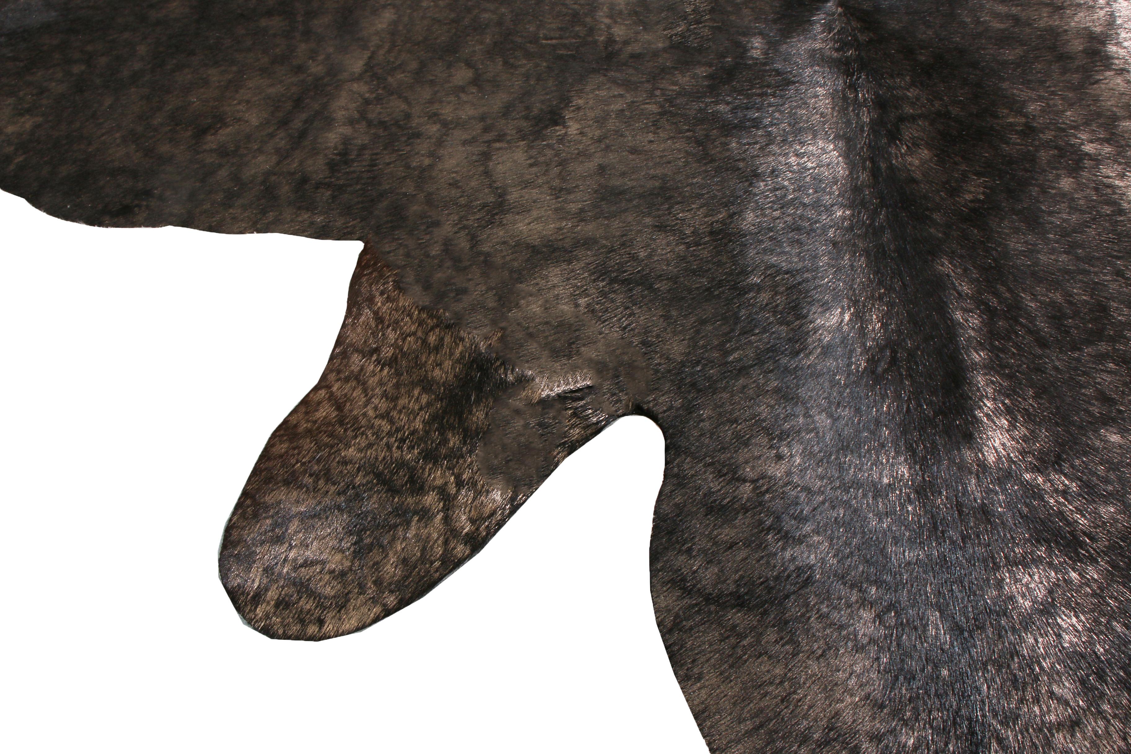 Cuir de vache Tapis contemporain en cuir de vachette de grande taille, gris et blanc en vente