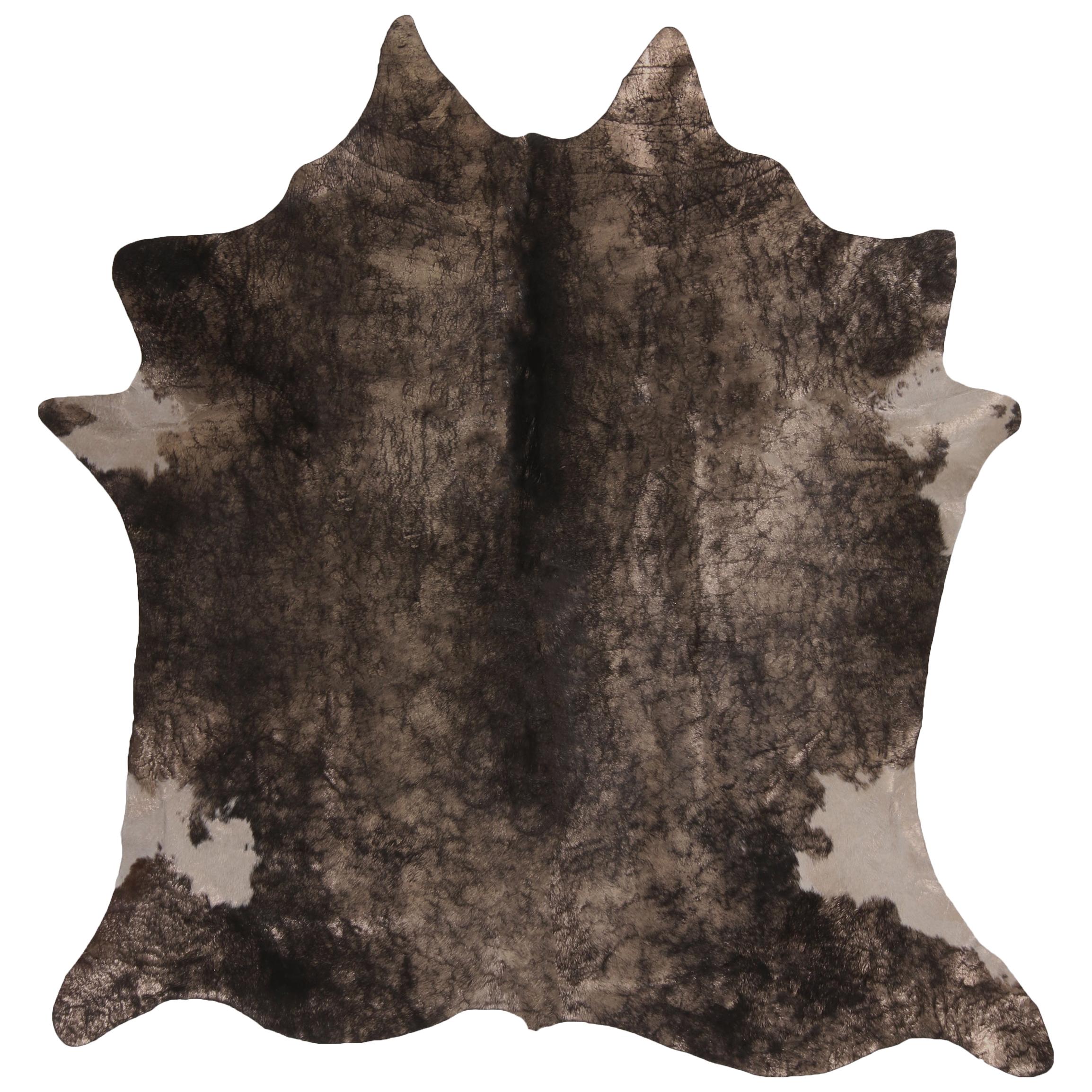 Contemporary Gray and White Large Leather Cowhide Rug