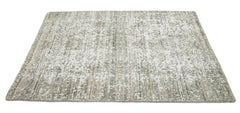 Contemporary Gray Handmade Abstract Custom Wool Rug