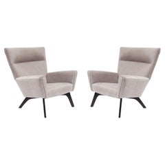 Contemporary Gray Leather Easy Chairs