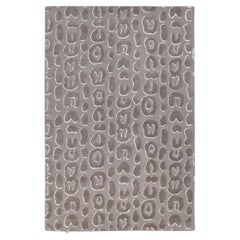 Contemporary Gray Leopard Designed Hand-Made Wool Rug 6'x9'