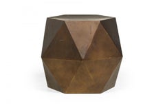 Contemporary Gray Metallic Finished Faceted Ceramic End / Side Table