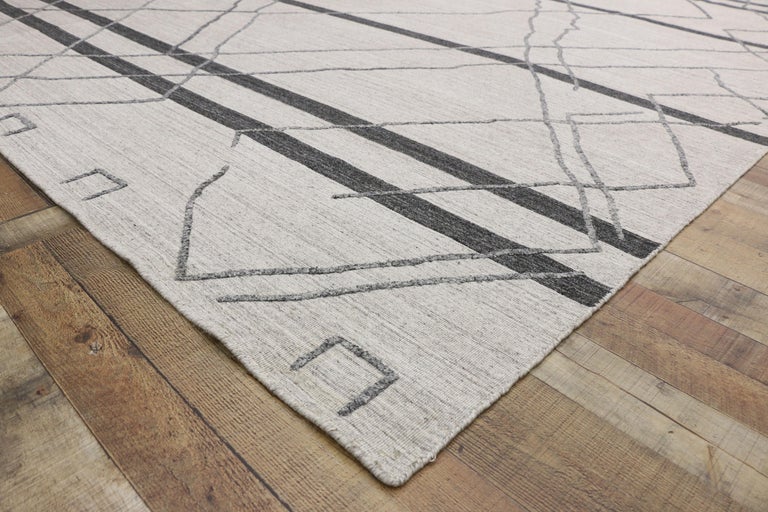 Contemporary Gray Modern Moroccan Style Area Rug with Raised Design For