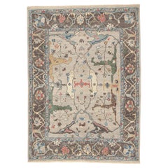 Contemporary Gray Oushak Rug, Quiet Sophistication Meets Serene Tranquility