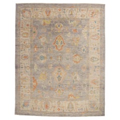 New Colorful Contemporary Turkish Oushak Carpet with Transitional Style