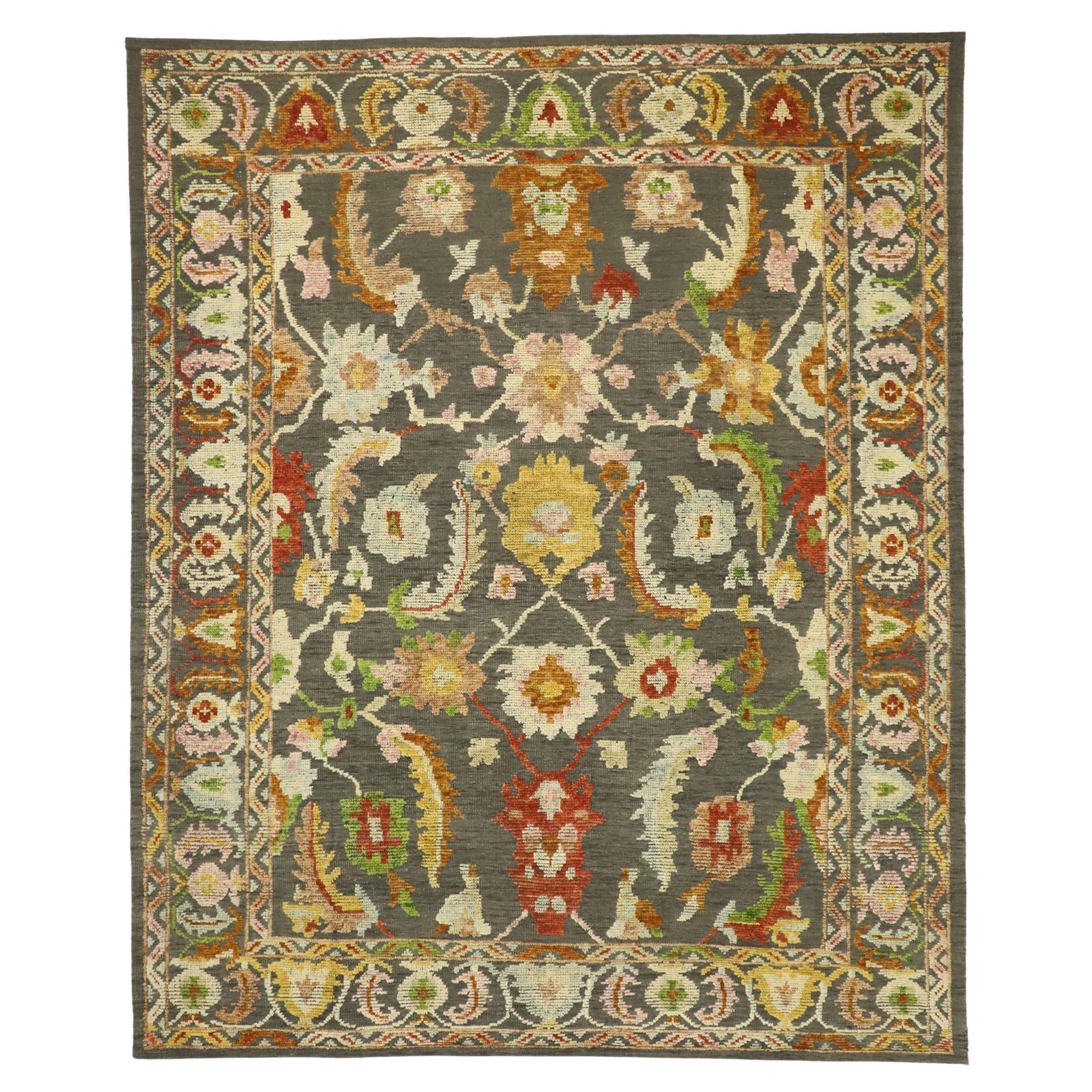 Tappeto New Contemporary Twilight Cascade Oushak con pelo alto e basso, 10'9 x 13'1 in vendita
