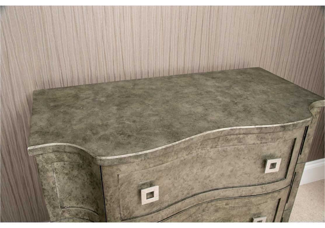 Nickel Contemporary Gray Painted Chest For Sale