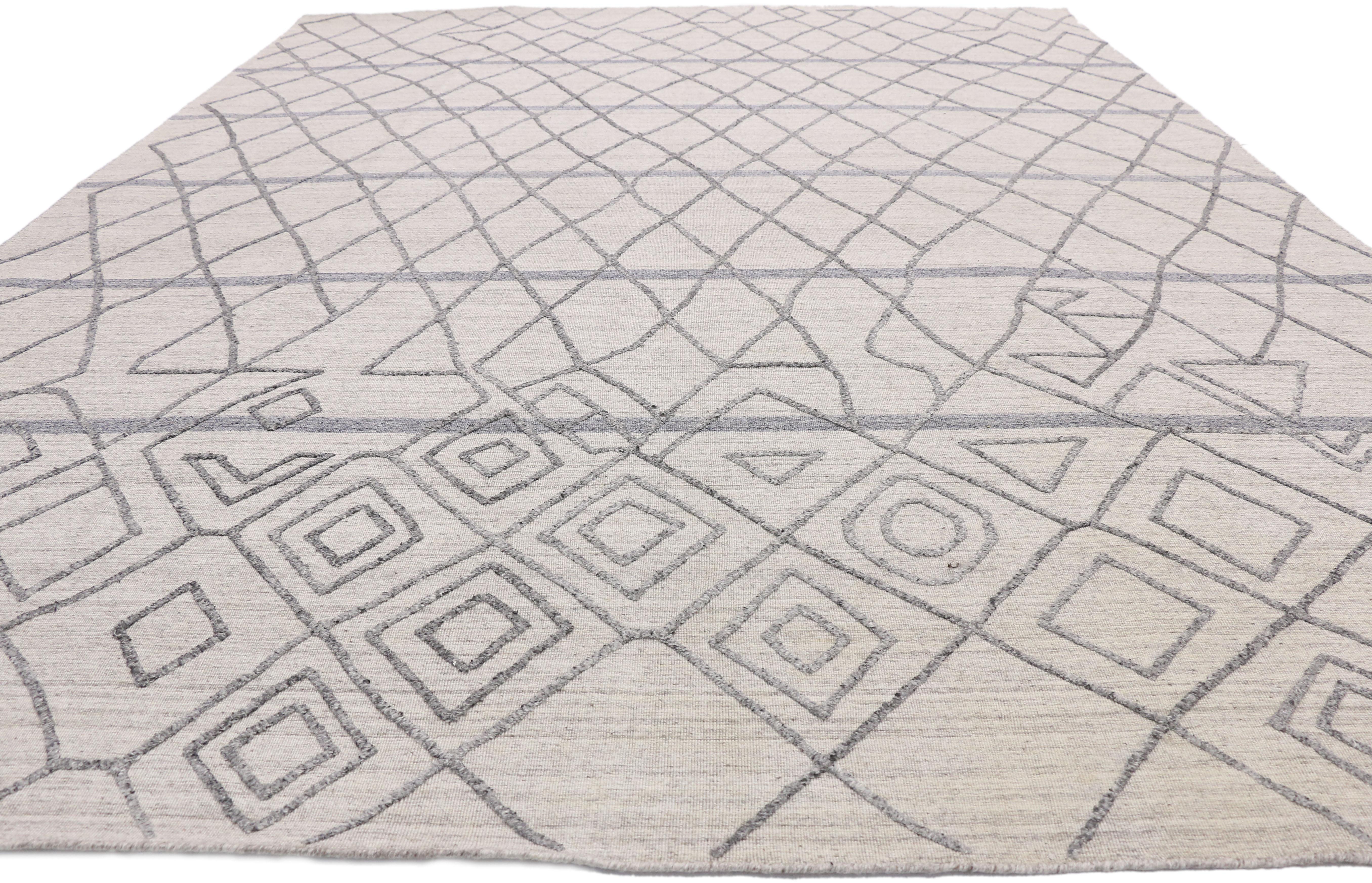 New Contemporary Gray Rug with Modern Moroccan Style, Texture Area Rug For  Sale at 1stDibs