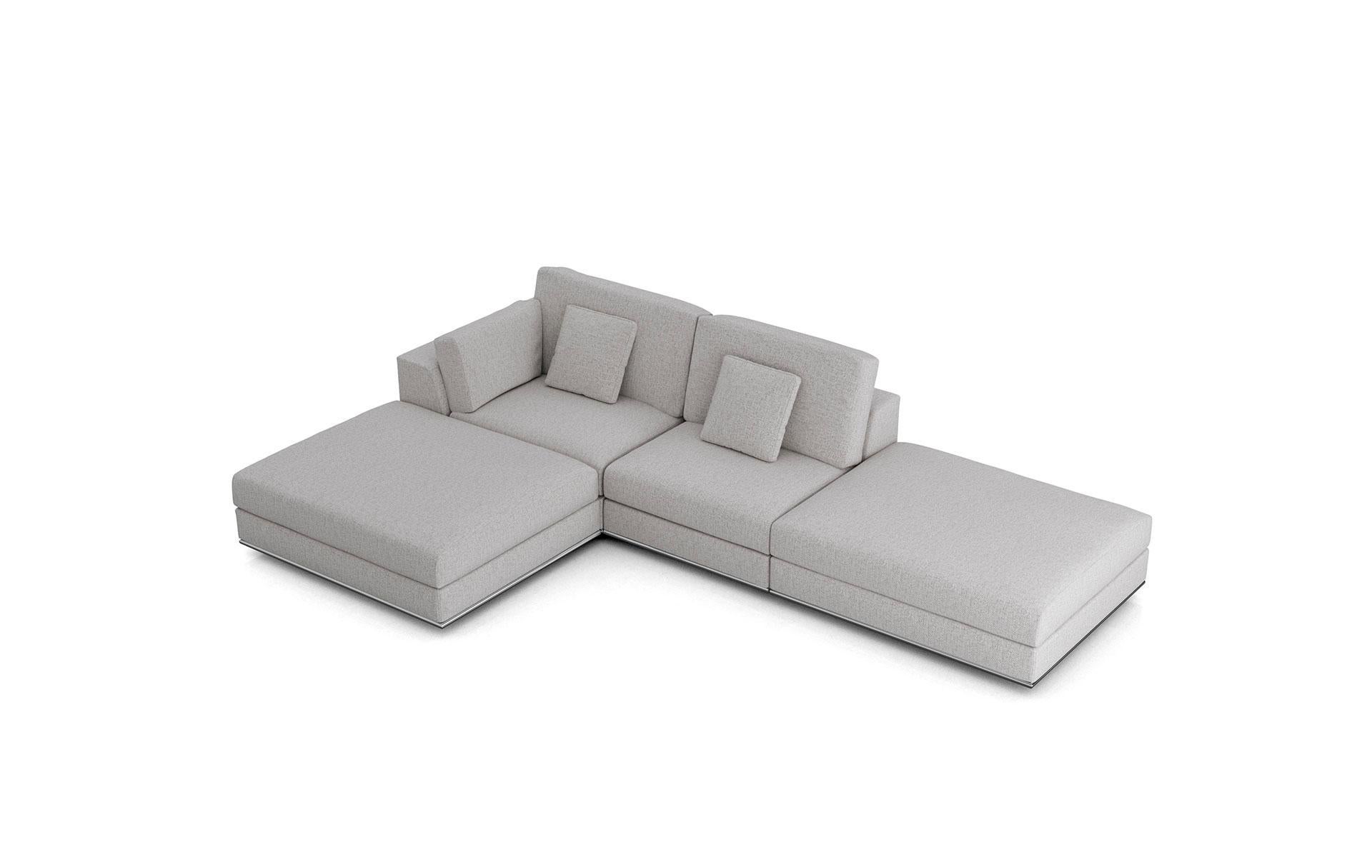 Fabric Contemporary Gray Modular Sectional Sofa