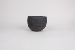 Contemporary Gray Stoneware Bowl, Hand Engraved by Artist Patricia Vieljeux