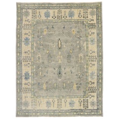 New Contemporary Gray Turkish Oushak Rug with Modern Transitional Style