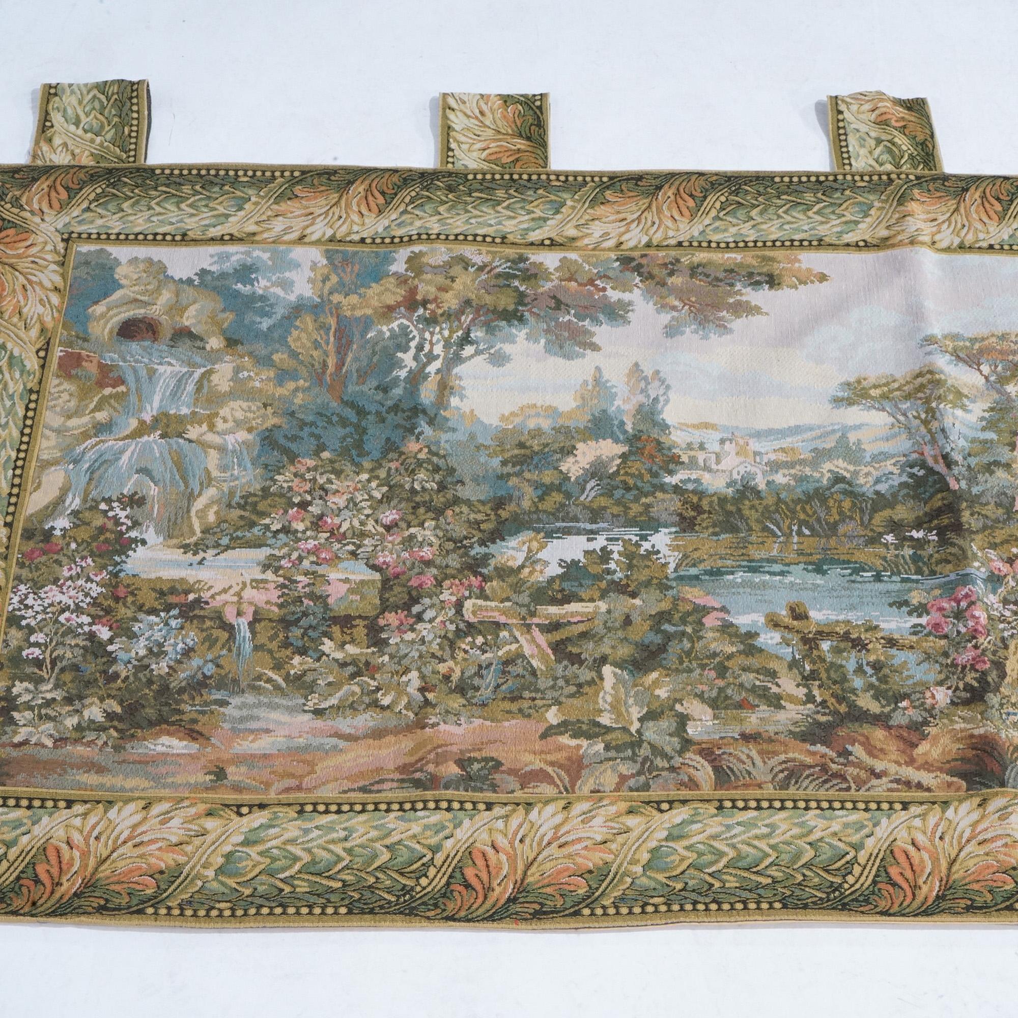Contemporary Greco-Roman Scenic Countryside Wall Tapestry with Cottage 20th In Good Condition For Sale In Big Flats, NY