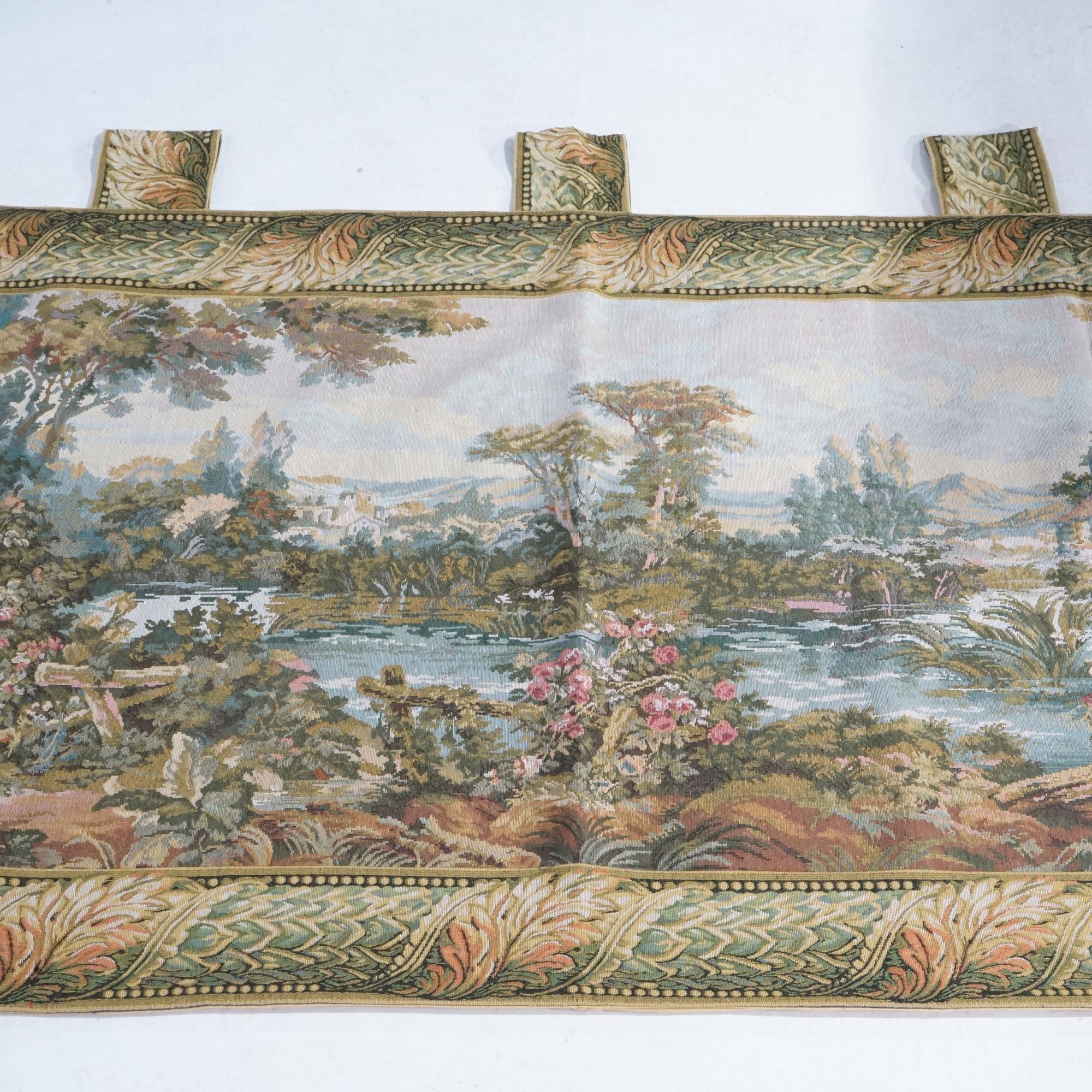 20th Century Contemporary Greco-Roman Scenic Countryside Wall Tapestry with Cottage 20th For Sale