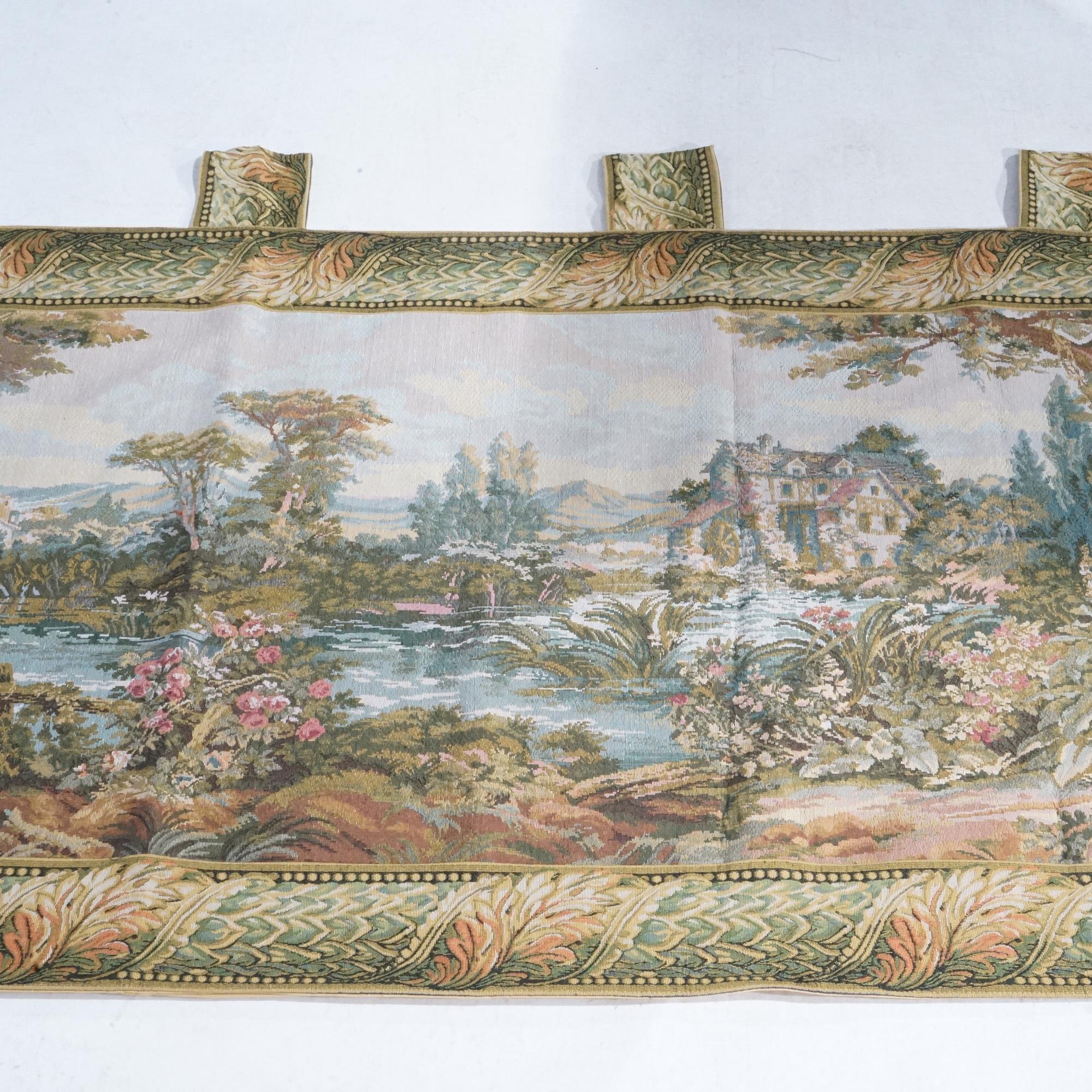 Textile Contemporary Greco-Roman Scenic Countryside Wall Tapestry with Cottage 20th For Sale