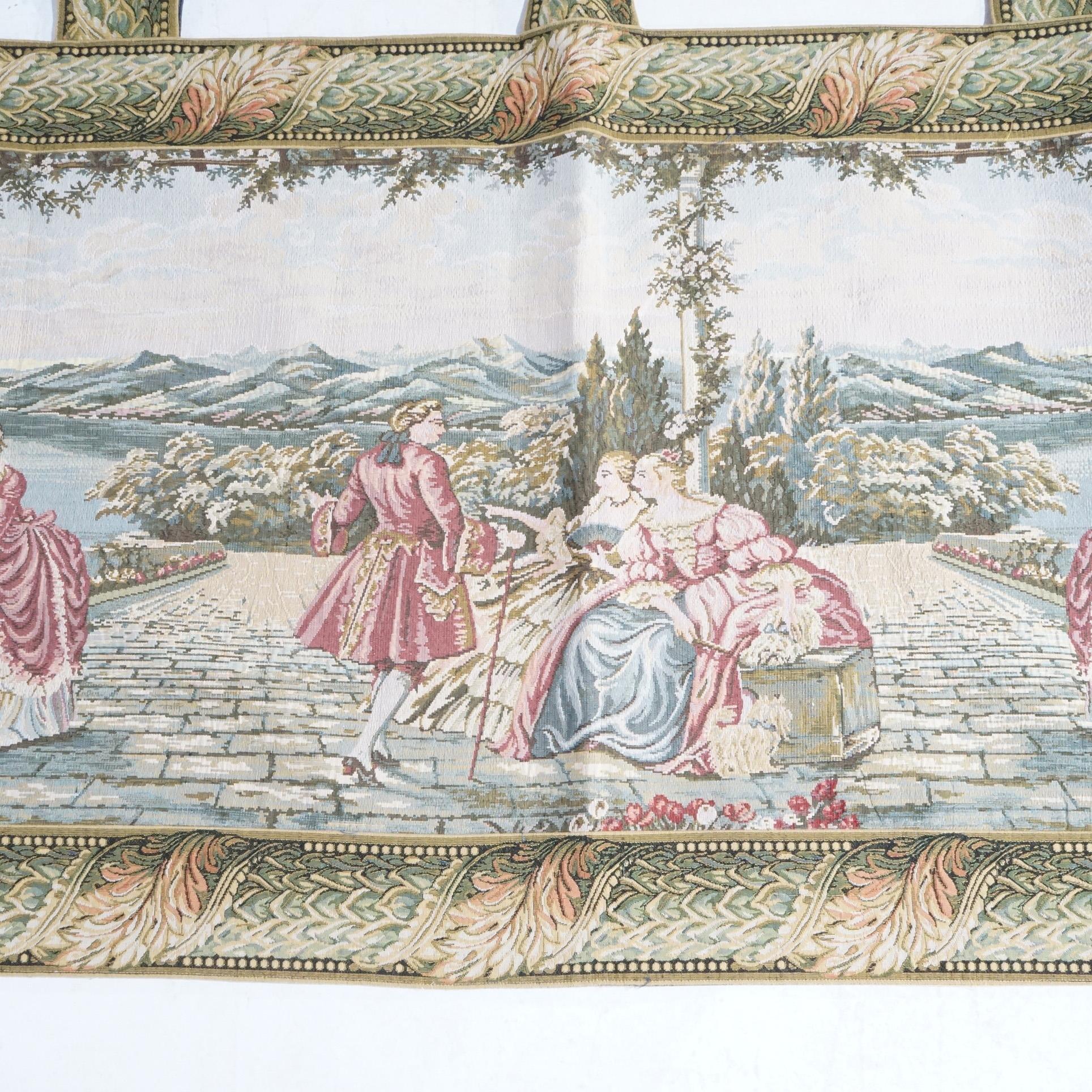 Contemporary Greco-Roman Scenic Courtyard Wall Tapestry with Figures, 20th  In Good Condition For Sale In Big Flats, NY