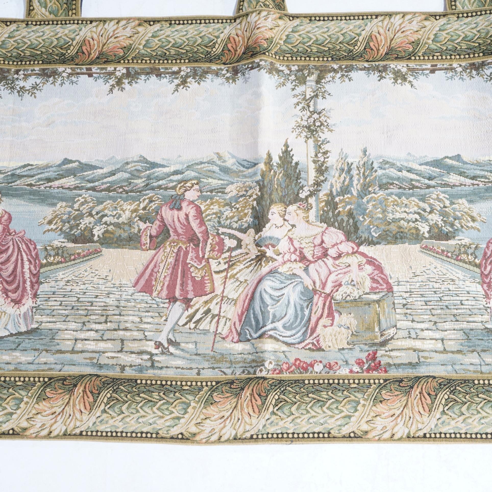 Contemporary Greco-Roman Scenic Courtyard Wall Tapestry with Figures, 20thC In Good Condition For Sale In Big Flats, NY