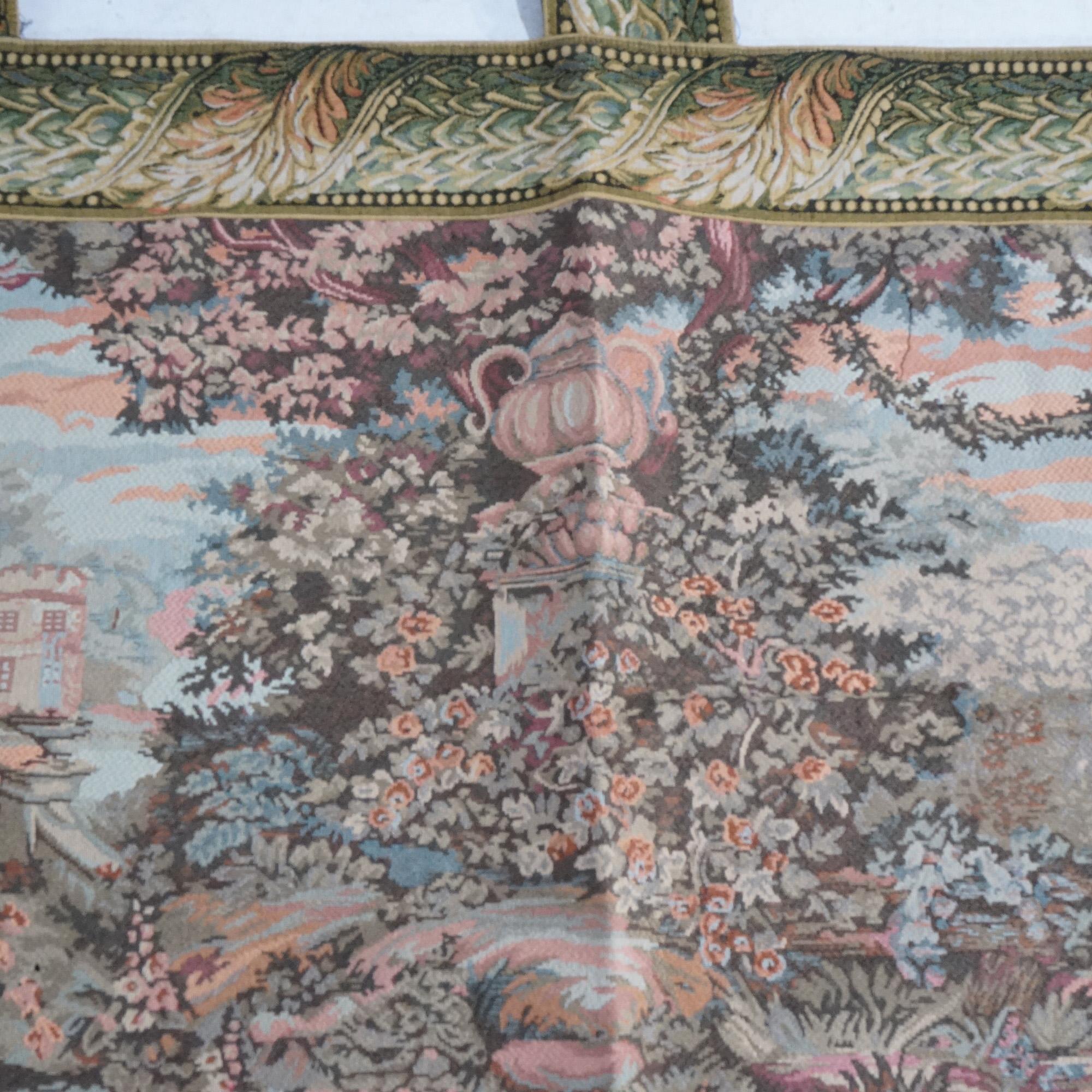 Contemporary Greco-Roman Scenic Courtyard Wall Tapestry with Figures 20th In Good Condition For Sale In Big Flats, NY