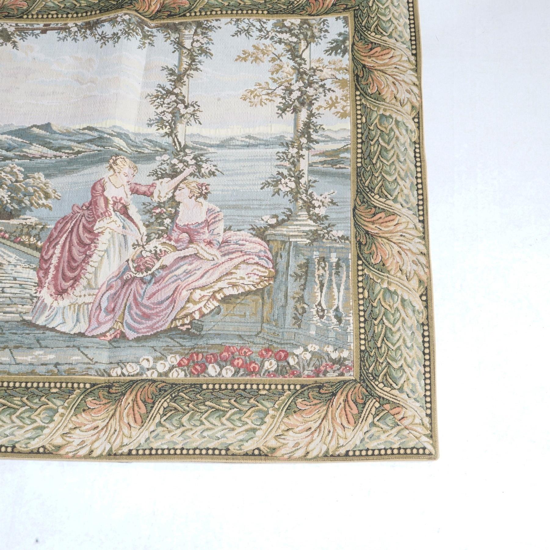 20th Century Contemporary Greco-Roman Scenic Courtyard Wall Tapestry with Figures, 20th  For Sale
