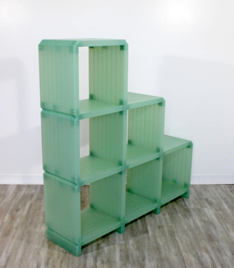 Contemporary Green Acrylic Modular Shelving Unit Bookcase Étagère
