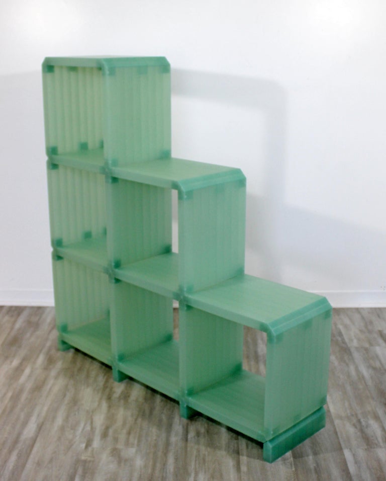 Contemporary Green Acrylic Modular Shelving Unit Bookcase Étagère
