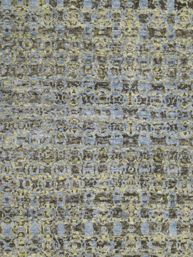 Contemporary Green and Blue Abstract Carpet – 6’x9’ For Sale at 1stDibs