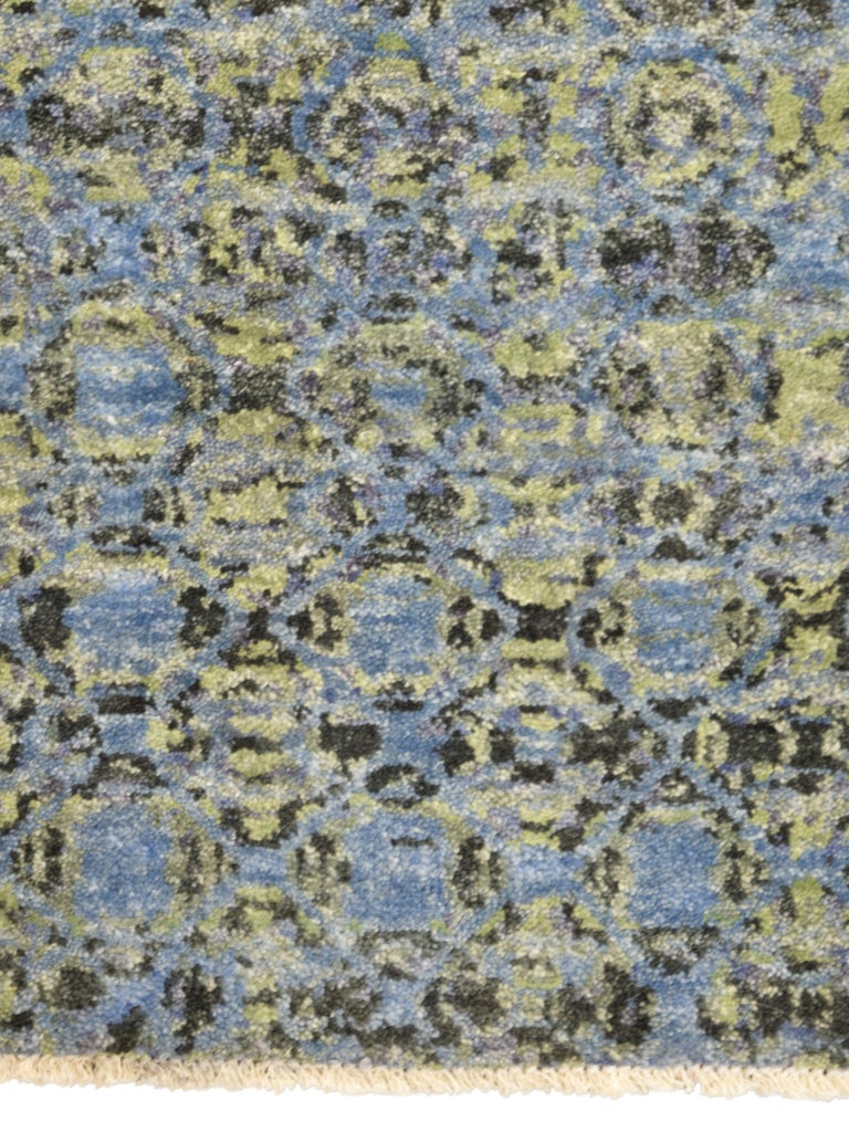 Contemporary Green and Blue Abstract Carpet – 6’x9’ For Sale at 1stDibs