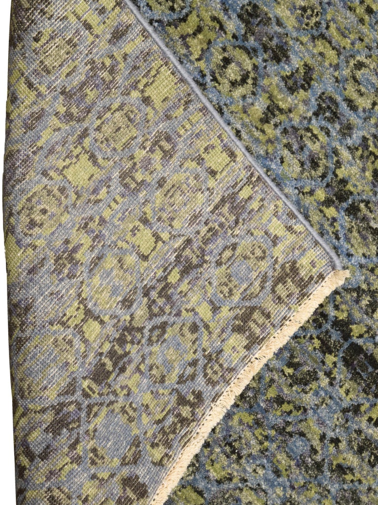 Contemporary Green and Blue Abstract Carpet – 6’x9’ For Sale at 1stDibs