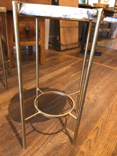 Contemporary Green and Smokey White Quartz Tea Table