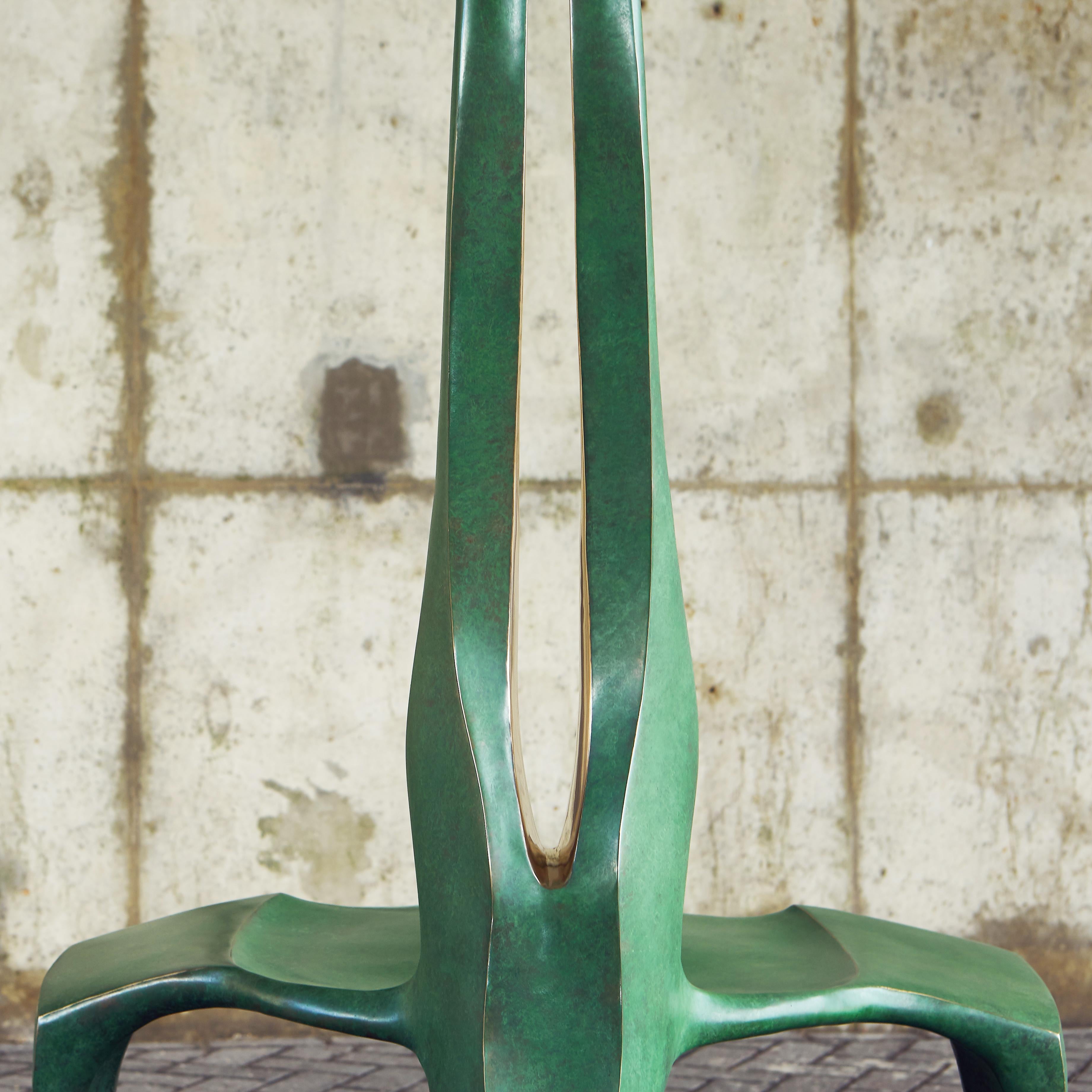 Contemporary, Green and Unique Bronze Casted Dragon Kre Chair by Alun Heslop For Sale 3
