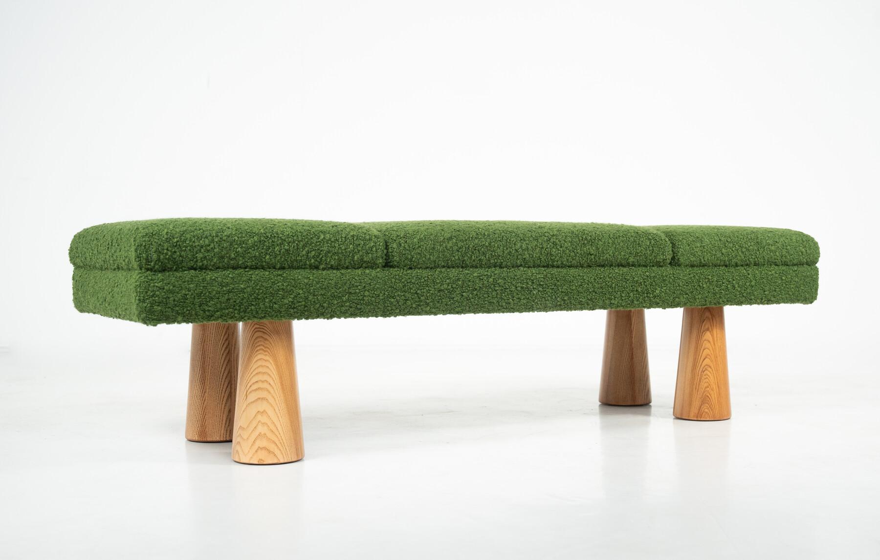 Other Contemporary Green Bench, Wood and Fabric, Italy For Sale