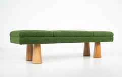 Contemporary Green Bench, Wood and Fabric, Italy