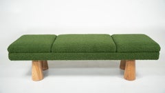 Contemporary Green Bench, Wood and Fabric, Italy