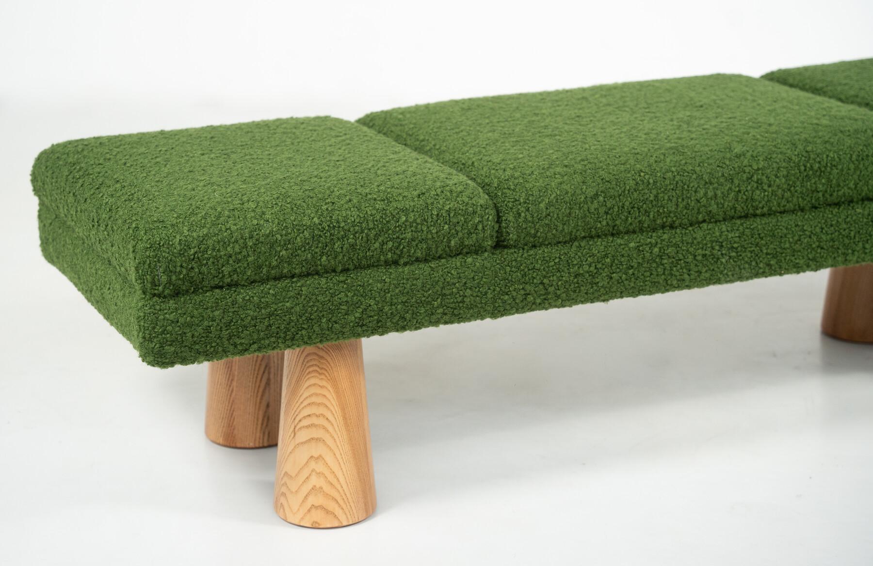 Italian Contemporary Green Bench, Wood and Fabric, Italy For Sale