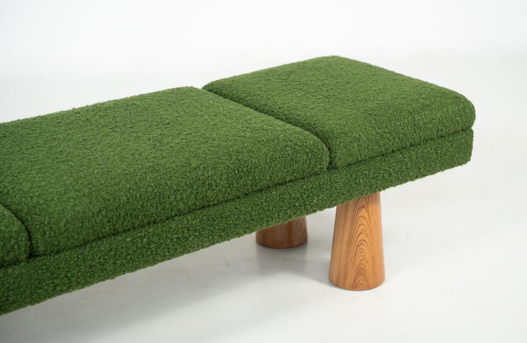Contemporary Green Bench, Wood and Fabric, Italy In Good Condition For Sale In Brussels, BE