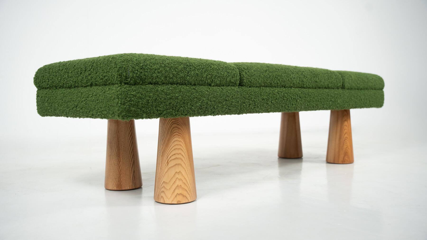 Contemporary Green Bench, Wood and Fabric, Italy For Sale 1
