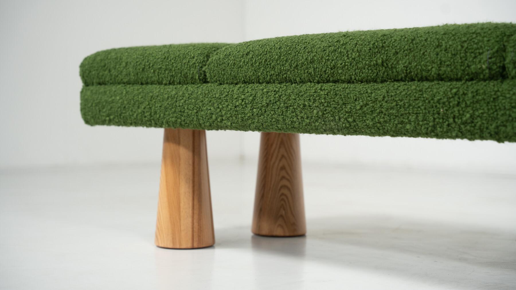 Contemporary Green Bench, Wood and Fabric, Italy For Sale 2
