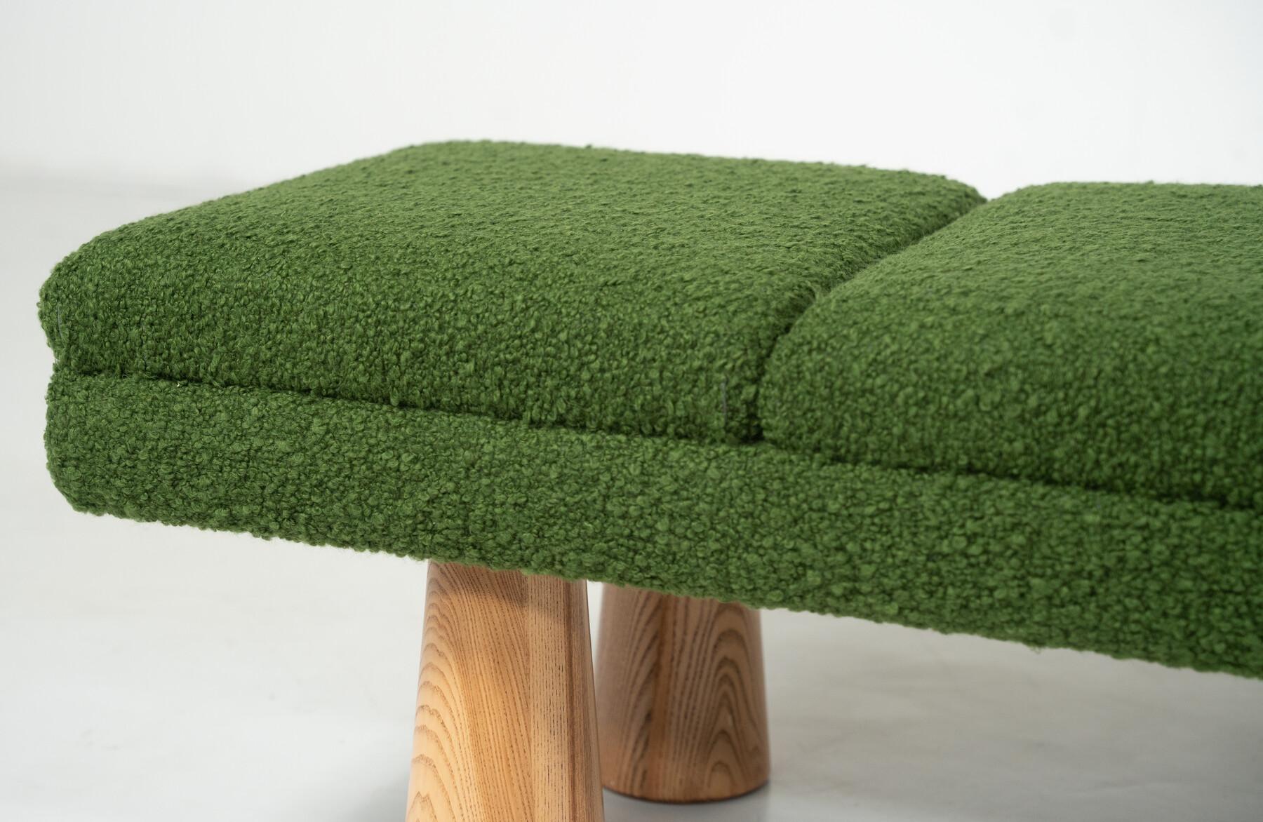 Contemporary Green Bench, Wood and Fabric, Italy For Sale 3