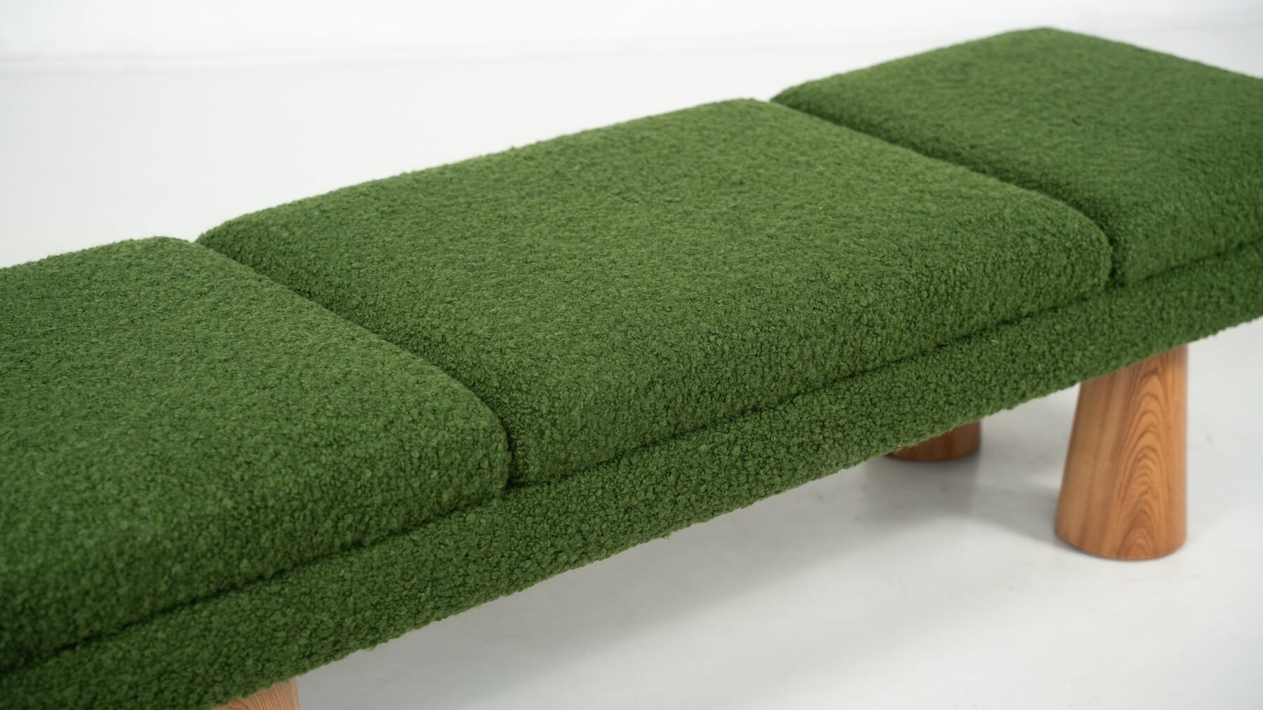 Contemporary Green Bench, Wood and Fabric, Italy For Sale 4