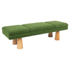 Contemporary Green Bench, Wood and Fabric, Italy