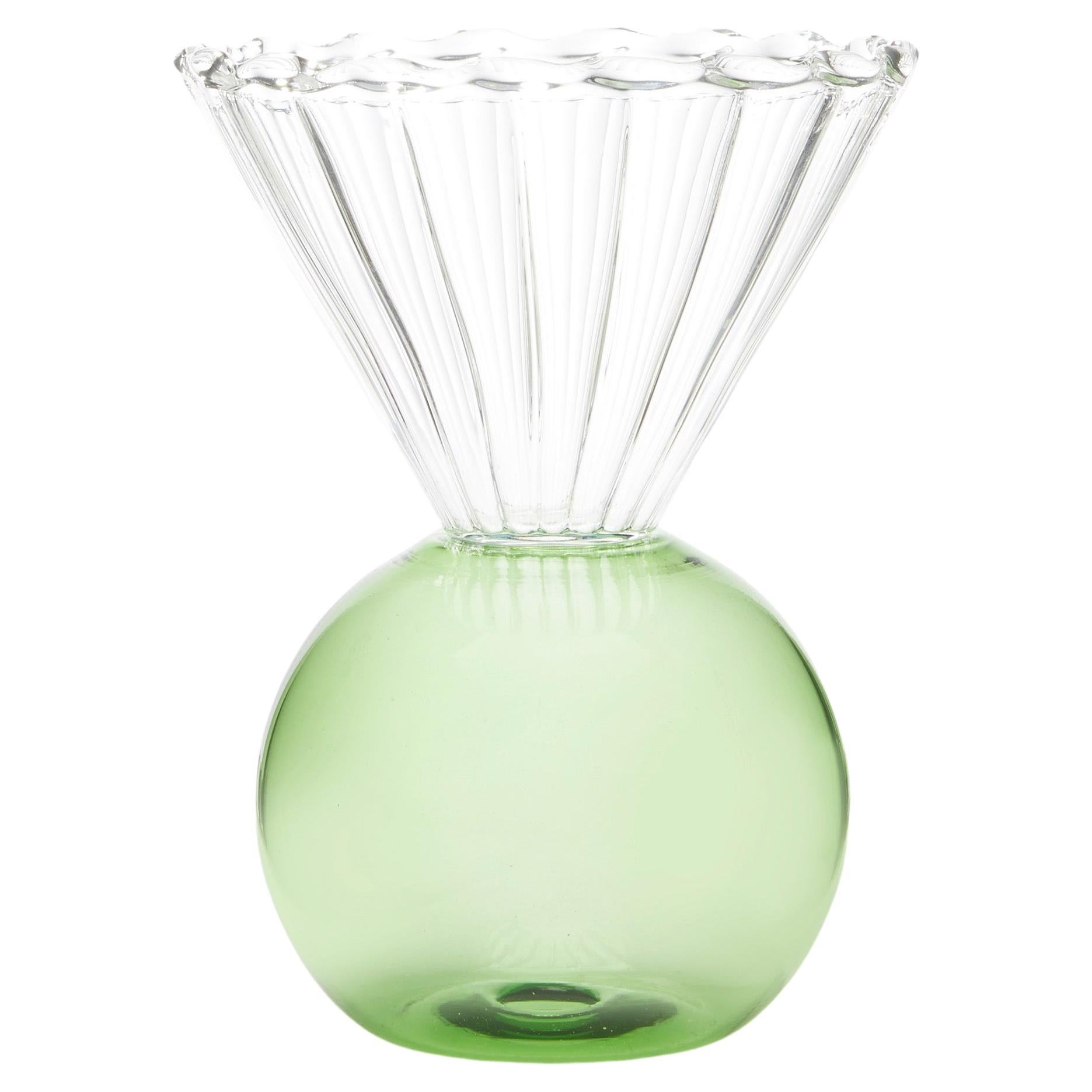Contemporary Green Blown Glass Bowl by Natalia Criado Circular Round Cone