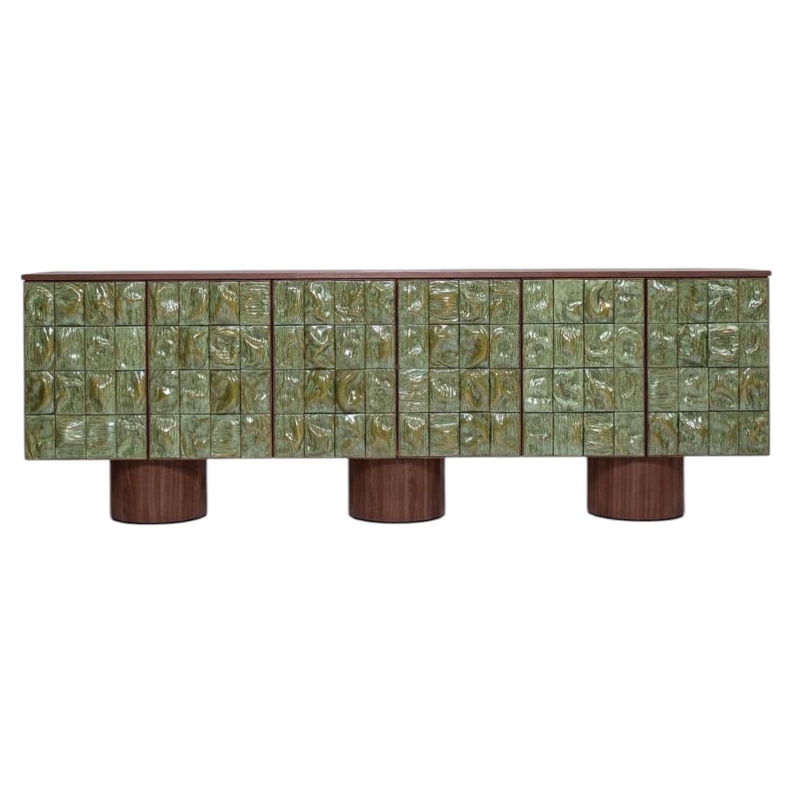 Contemporary Green Ceramic Tile Credenza Cabinet by REM Atelier, Netherlands