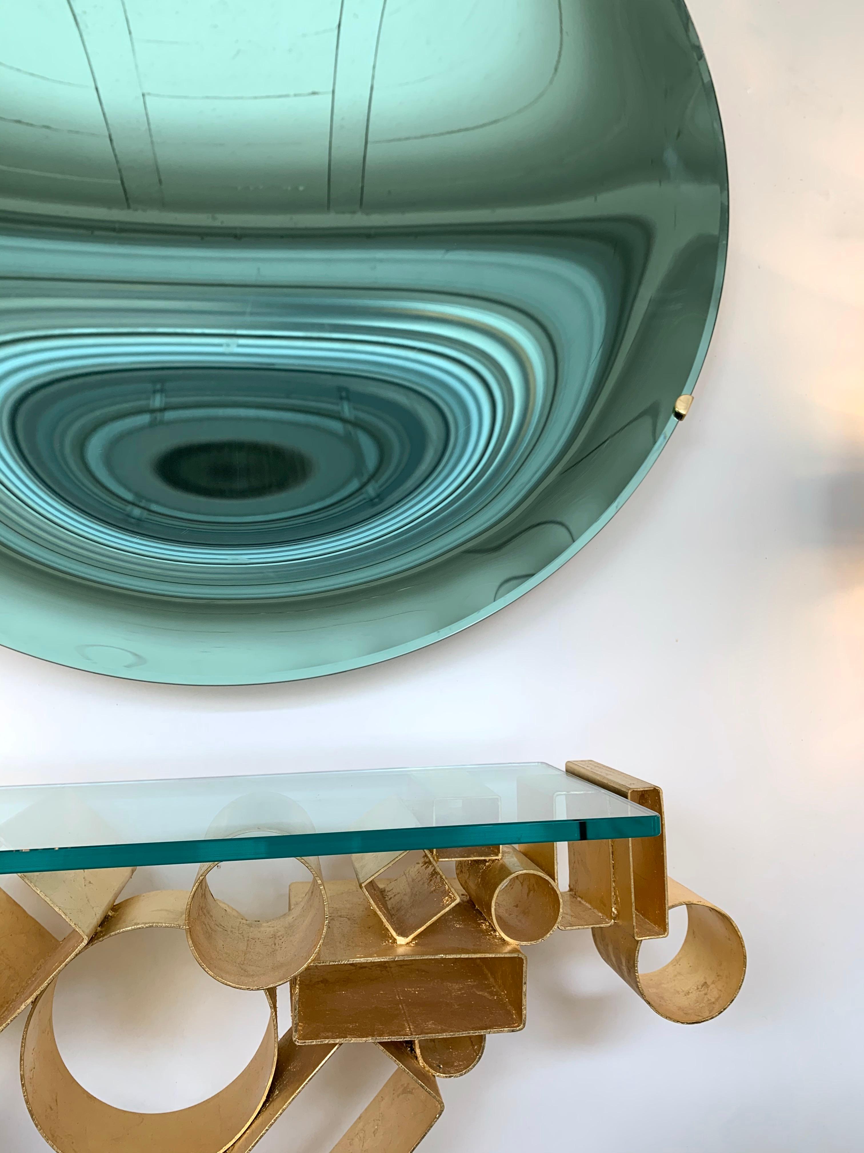 Contemporary Green Curve Mirror, Italy 2